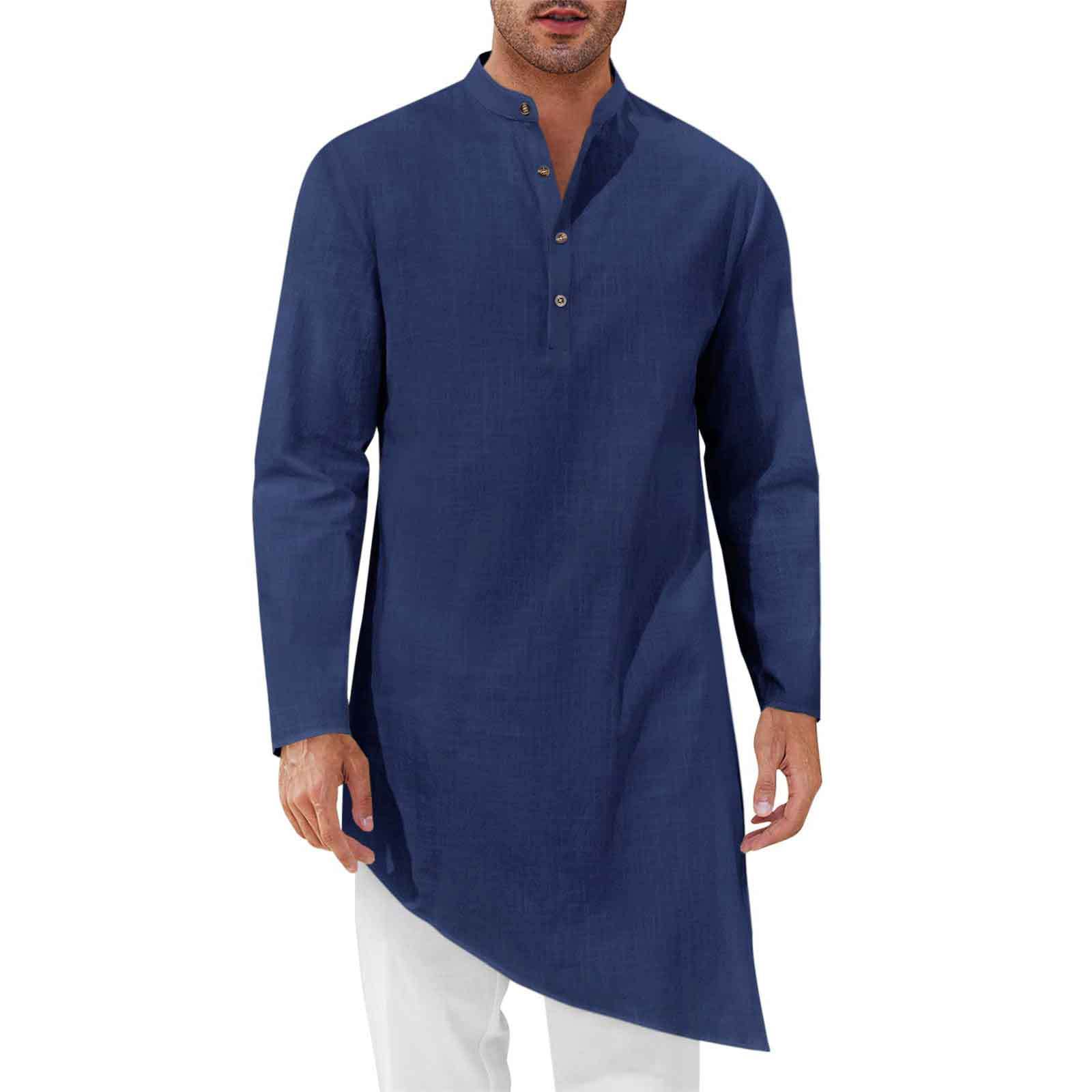 Kurta Men Cotton - قمصان طويلة بسيطة للرجال، قميص روب