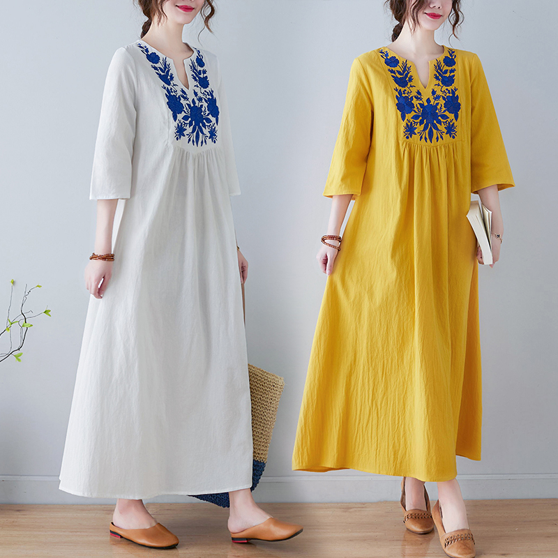 Ethnic Fashion Dress - فستان جديد بأسلوب عرقي فضفاض بياقة