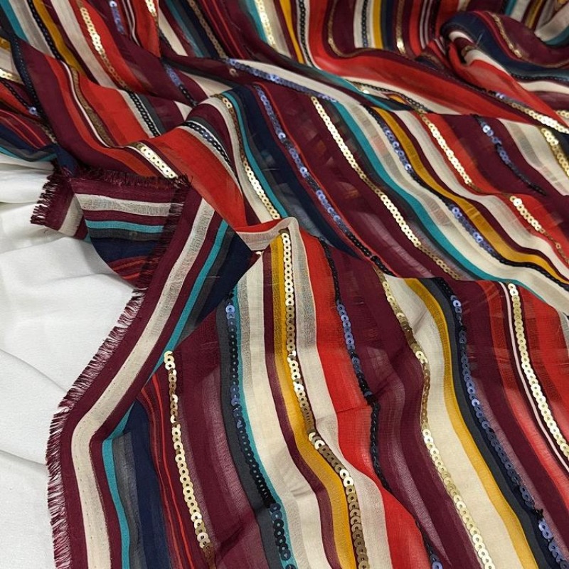 الملونة مخطط مطرز الترتر النسي - مراجعة Ethnic Fashion Designers وسعره