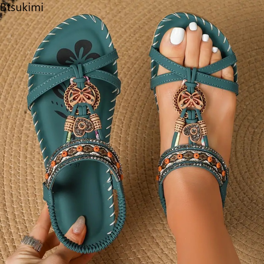 صنادل نسائية بوهيمية للشاطئ وا - مراجعة Ethnic Fashion Dress وسعره